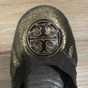 Black and gold Tori burch flats